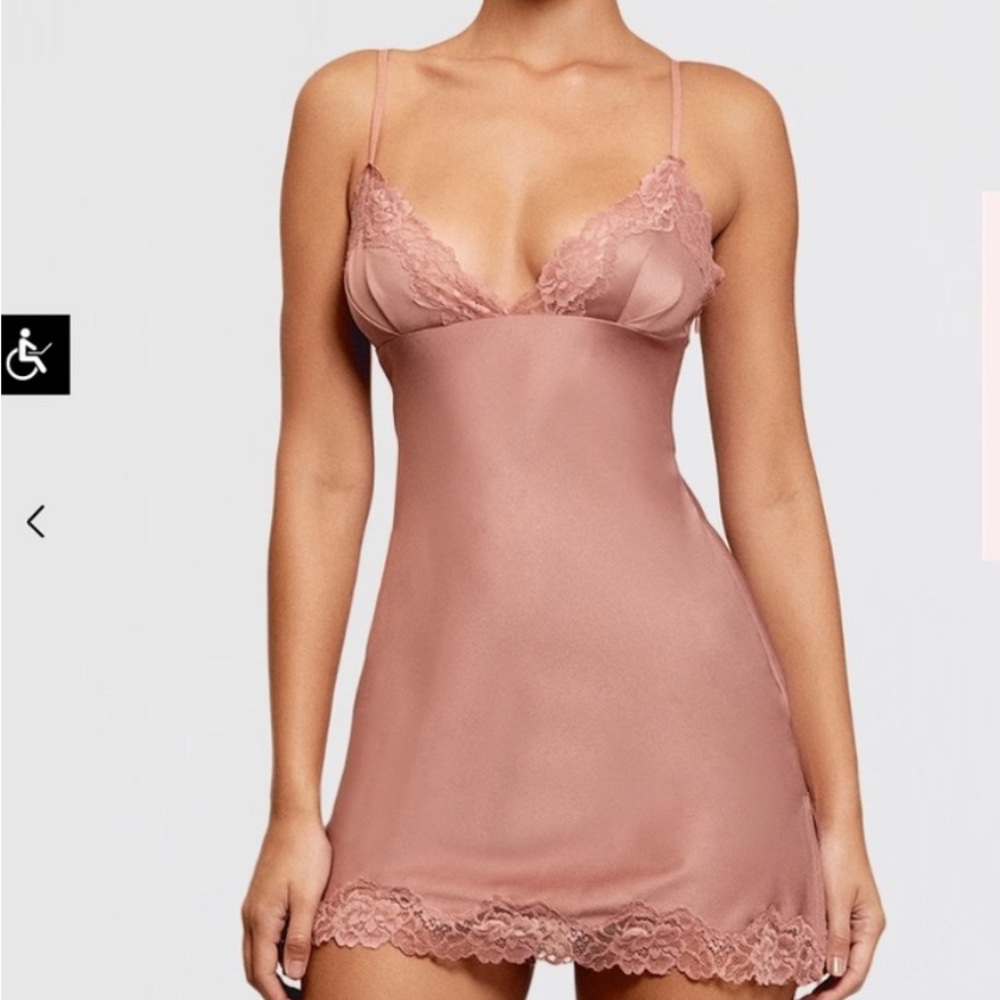 House of CB Nia Lace Slip Dress in Clay